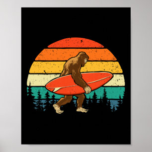 Bigfoot Surfer - Retro Surfingboard Surfing Beach  Poster