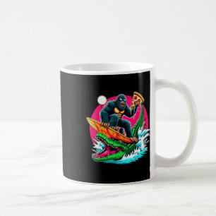 Bigfoot Surfing Eating Pizza Alligator Attack Funn Coffee Mug