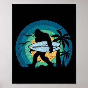 Bigfoot Surfing Funny Sasquatch Yeti Surf Men Wome Poster