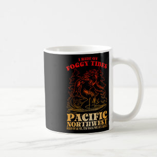 Bigfoot Surfing I Ride On Foggy Tides Pacific Nort Coffee Mug