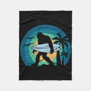 Bigfoot Surfing Shirt Funny Sasquatch Yeti Surf Te Fleece Blanket