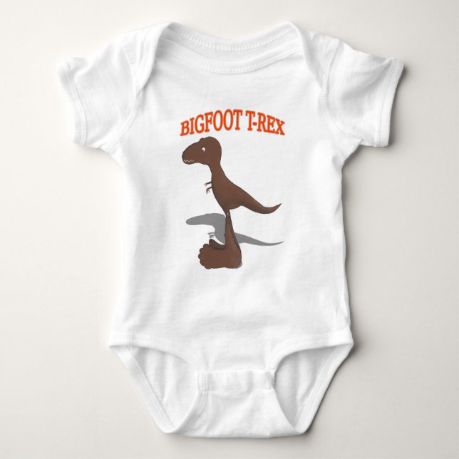 Bigfoot T-Rex Drawing Baby Bodysuit (Front)