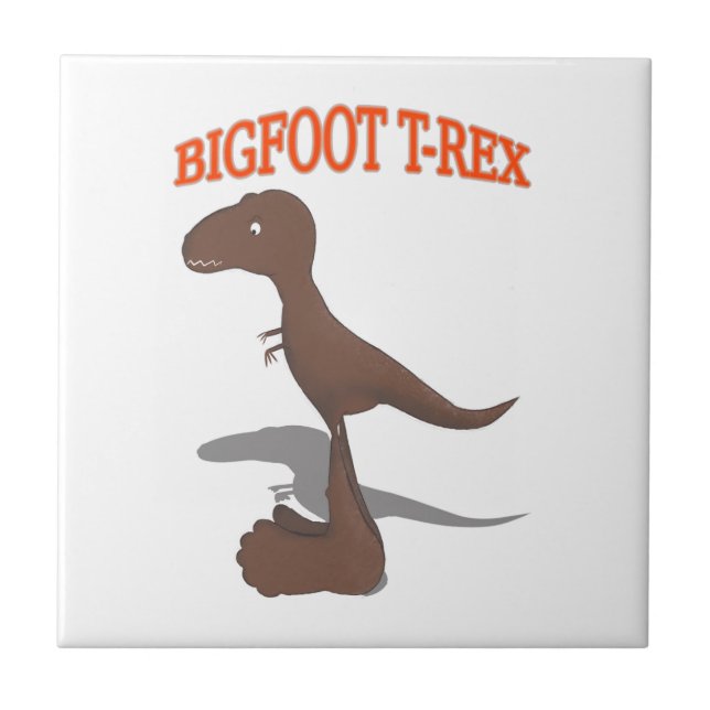 Bigfoot T-Rex Drawing Ceramic Tile (Front)