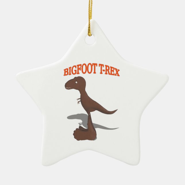 Bigfoot T-Rex Drawing Ceramic Tree Decoration (Front)