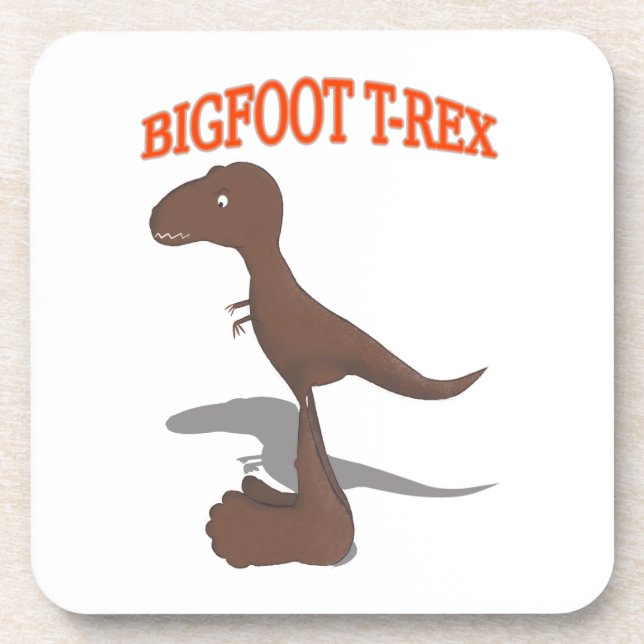 Bigfoot T-Rex Drawing Coaster (Front)