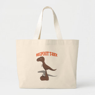 Bigfoot T-Rex Drawing Large Tote Bag