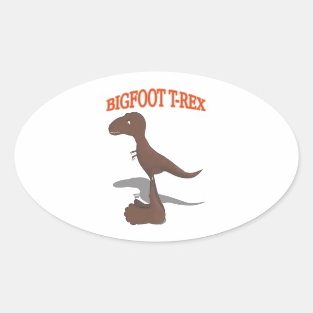 Bigfoot T-Rex Drawing Oval Sticker (Front)