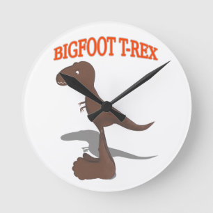 Bigfoot T-Rex Drawing Round Clock