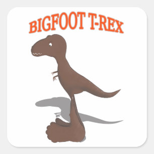 Bigfoot T-Rex Drawing Square Sticker