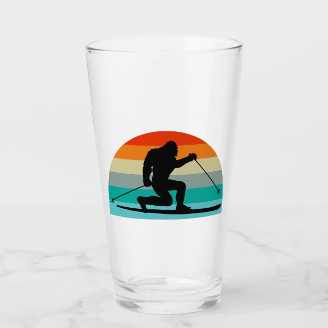 Bigfoot Telemark Skiing Rainbow Glass (Front)