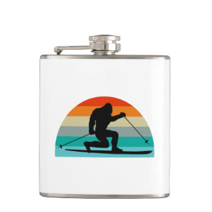 Bigfoot Telemark Skiing Rainbow Hip Flask