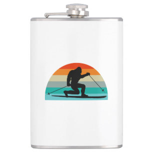 Bigfoot Telemark Skiing Rainbow Hip Flask