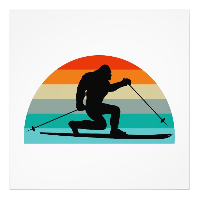 Bigfoot Telemark Skiing Rainbow Photo Print (Front)