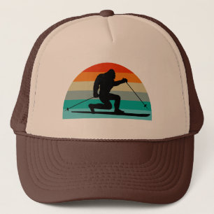 Bigfoot Telemark Skiing Rainbow Trucker Hat