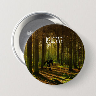 Bigfoot Tennis with Forest Background 7.5 Cm Round Badge