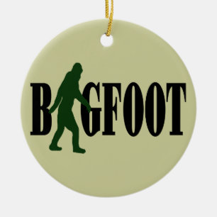 Bigfoot text & green squatch graphic ceramic ornament