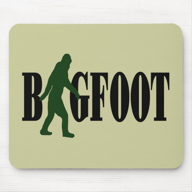 Bigfoot text & green squatch graphic mouse pad (Front)