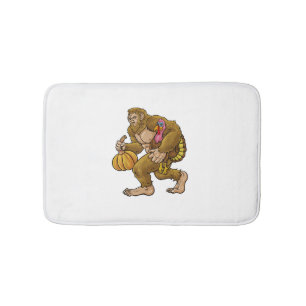 Bigfoot Thanksgiving Steals Turkey & Pumpkin Hide_ Bath Mat