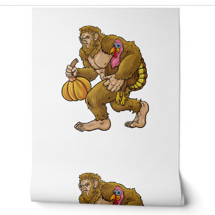 Bigfoot Thanksgiving Steals Turkey & Pumpkin Hide_ Wallpaper