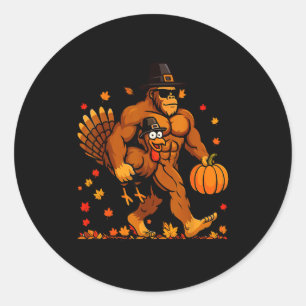 Bigfoot Thanksgiving Turkey Funny Thanksgiving Sas Classic Round Sticker