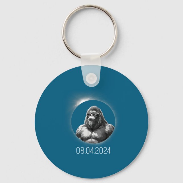 Bigfoot Total Solar Eclipse 2024 Sasquatch Funny M Key Ring (Front)