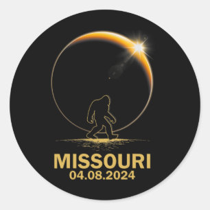 Bigfoot Total Solar Eclipse 4.08.2024 Missouri Classic Round Sticker