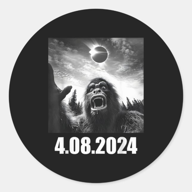Bigfoot Total Solar Eclipse Totality Classic Round Sticker (Front)