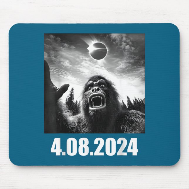 Bigfoot Total Solar Eclipse Totality Illustration Mouse Pad (Front)