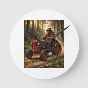 Bigfoot Tractor Design for Farmer Dad Farming Farm Round Clock