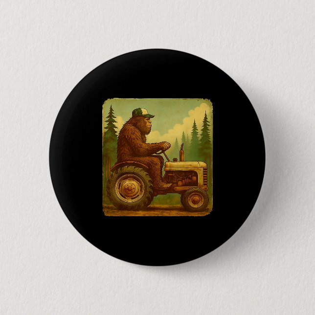 Bigfoot Tractor Farmer Design For Men Farming Farm 6 Cm Round Badge (Front)