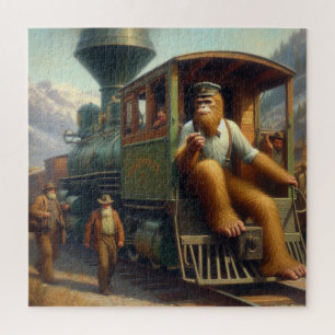 Bigfoot Train Engineer Jigsaw Puzzle