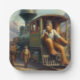 Bigfoot Train Engineer Paper Plate