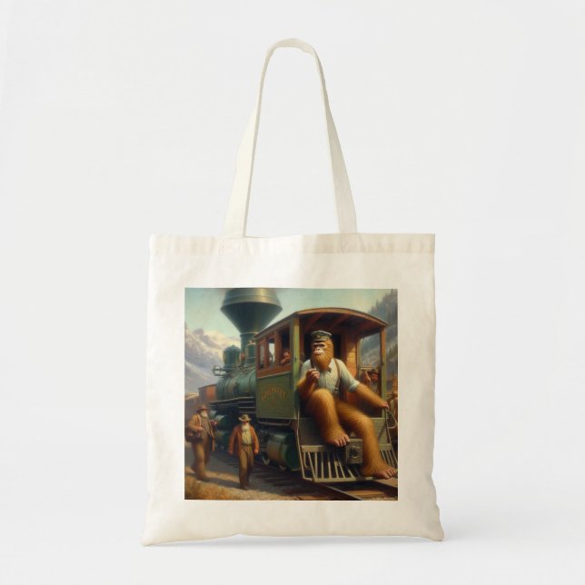 Bigfoot Train Engineer Tote Bag (Front)