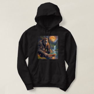 Bigfoot Trout Fishing by Moonlight Hoodie