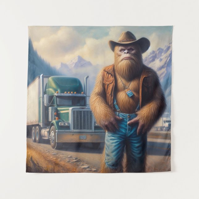 Bigfoot Truck Driver Tapestry (Front)