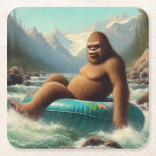 Bigfoot Tubing Square Paper Coaster