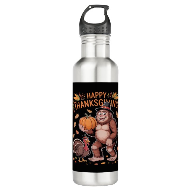Bigfoot Turkey Pumpkin Thanksgiving Day Classic T- 710 Ml Water Bottle (Front)