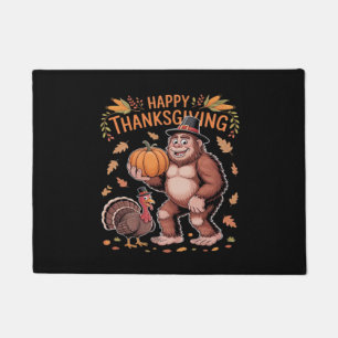 Bigfoot Turkey Pumpkin Thanksgiving Day Classic T- Doormat