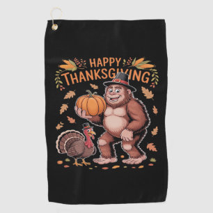 Bigfoot Turkey Pumpkin Thanksgiving Day Classic T- Golf Towel