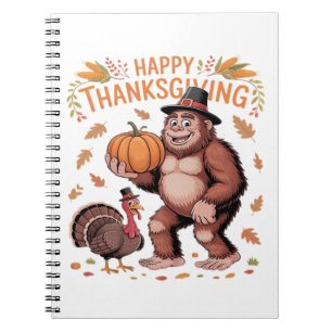 Bigfoot Turkey Pumpkin Thanksgiving Day Classic T- Notebook