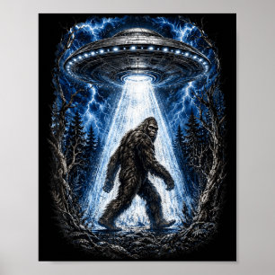 Bigfoot ufo alien abduction funny sasquatch  poster