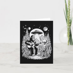 Bigfoot Ufo Alien Around Campfire Nature Hiking Sa Card