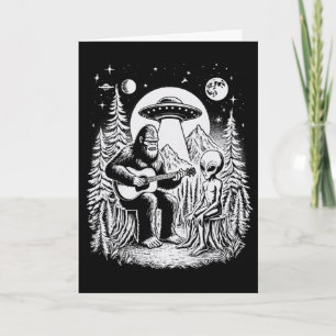 Bigfoot Ufo Alien Around Campfire Nature Hiking Sa Card