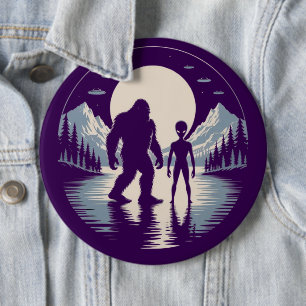 Bigfoot UFO Alien Encounter Paranormal Cryptid 6 Cm Round Badge