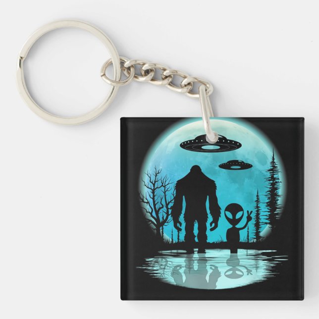 Bigfoot UFO Alien Key Ring (Front)
