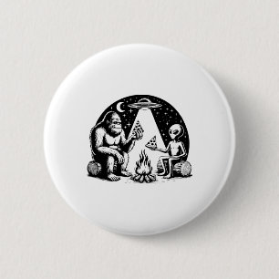 Bigfoot Ufo Alien Pizza Campfire Hiking Camper Cam 6 Cm Round Badge