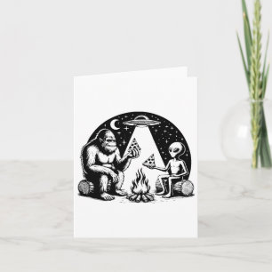 Bigfoot Ufo Alien Pizza Campfire Hiking Camper Cam Card