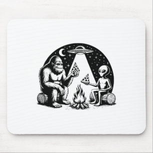 Bigfoot Ufo Alien Pizza Campfire Hiking Camper Cam Mouse Pad