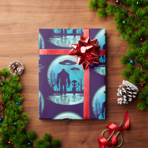 Bigfoot UFO Alien Wrapping Paper