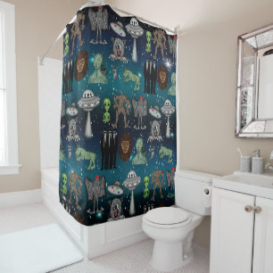 Bigfoot, UFOs, Aliens and other Cryptids Shower Curtain